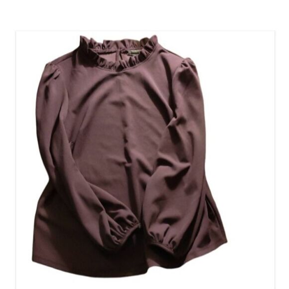 Ann Taylor, burgundy ruffle collar, - Picture 2 of 4